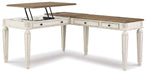 Realyn - L Shaped Desk With Lift Top - White / Brown
