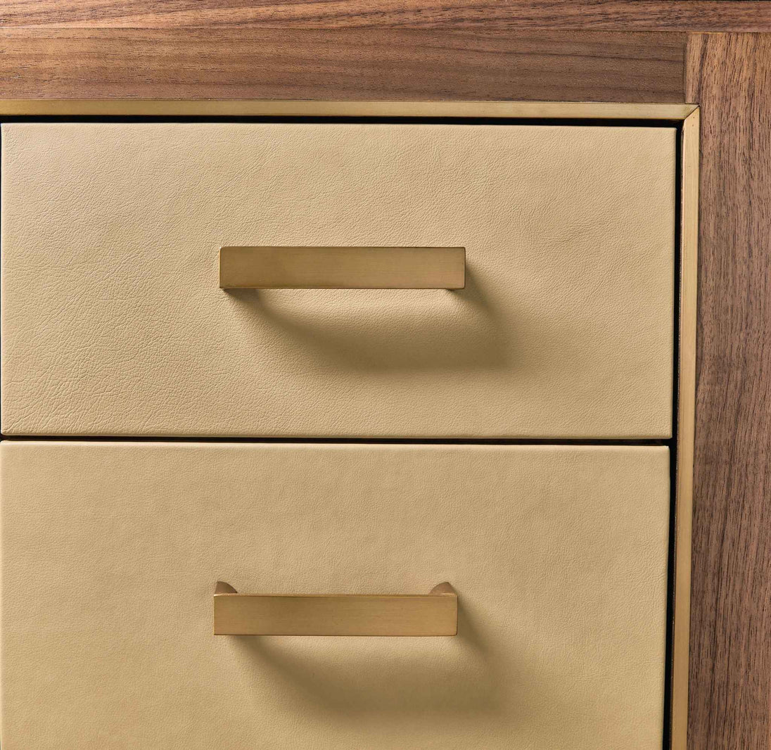 Melange - Zurich Accent Drawer Chest - Beige / Medium Walnut