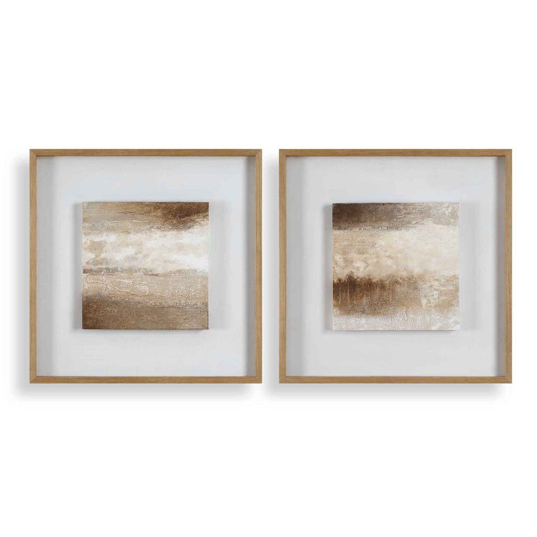 Between Lines - Abstract Painting (Set of 2) - Brown / White