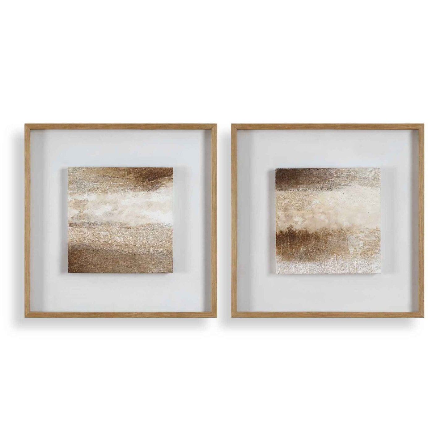 Between Lines - Abstract Painting (Set of 2) - Brown / White