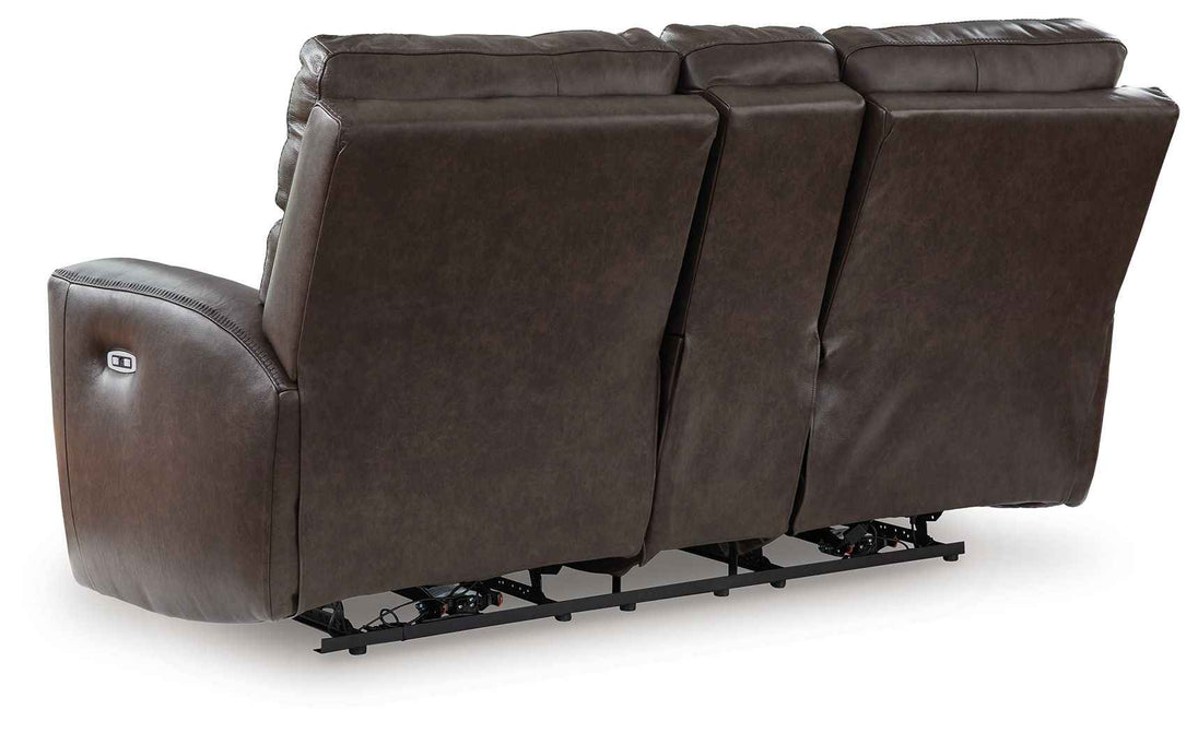 Crossplex - Power Reclining Loveseat / Console / Adjustable Headrest - Smoke
