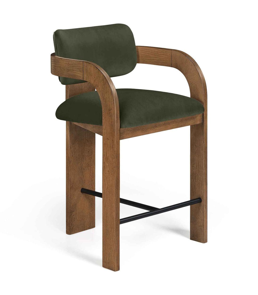 Cedra - Velvet Performance Fabric Upholstered Counter Stool - Brown Frame