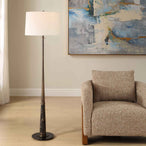 Tallarico - Brass & Marble Floor Lamp - Black / Bronze / Brown