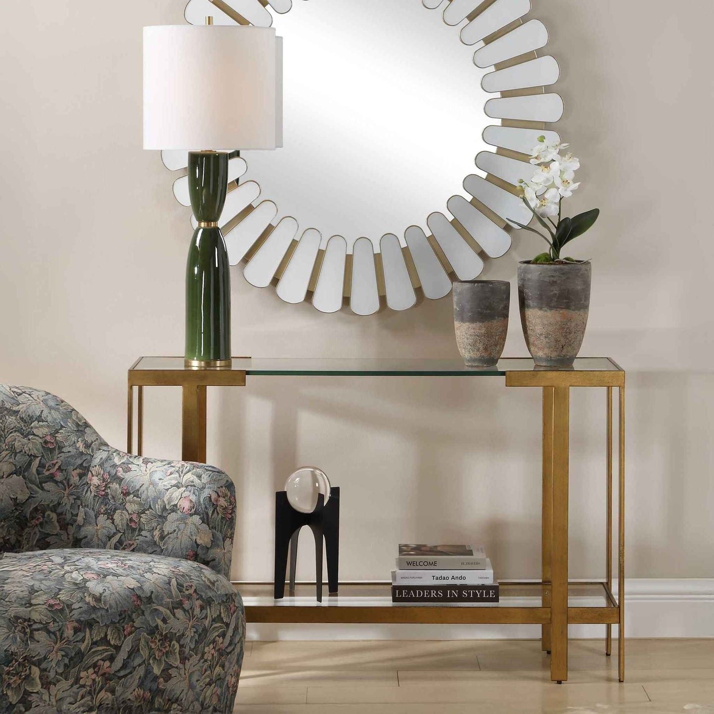 Kendrick - Glass Console Table - Gold