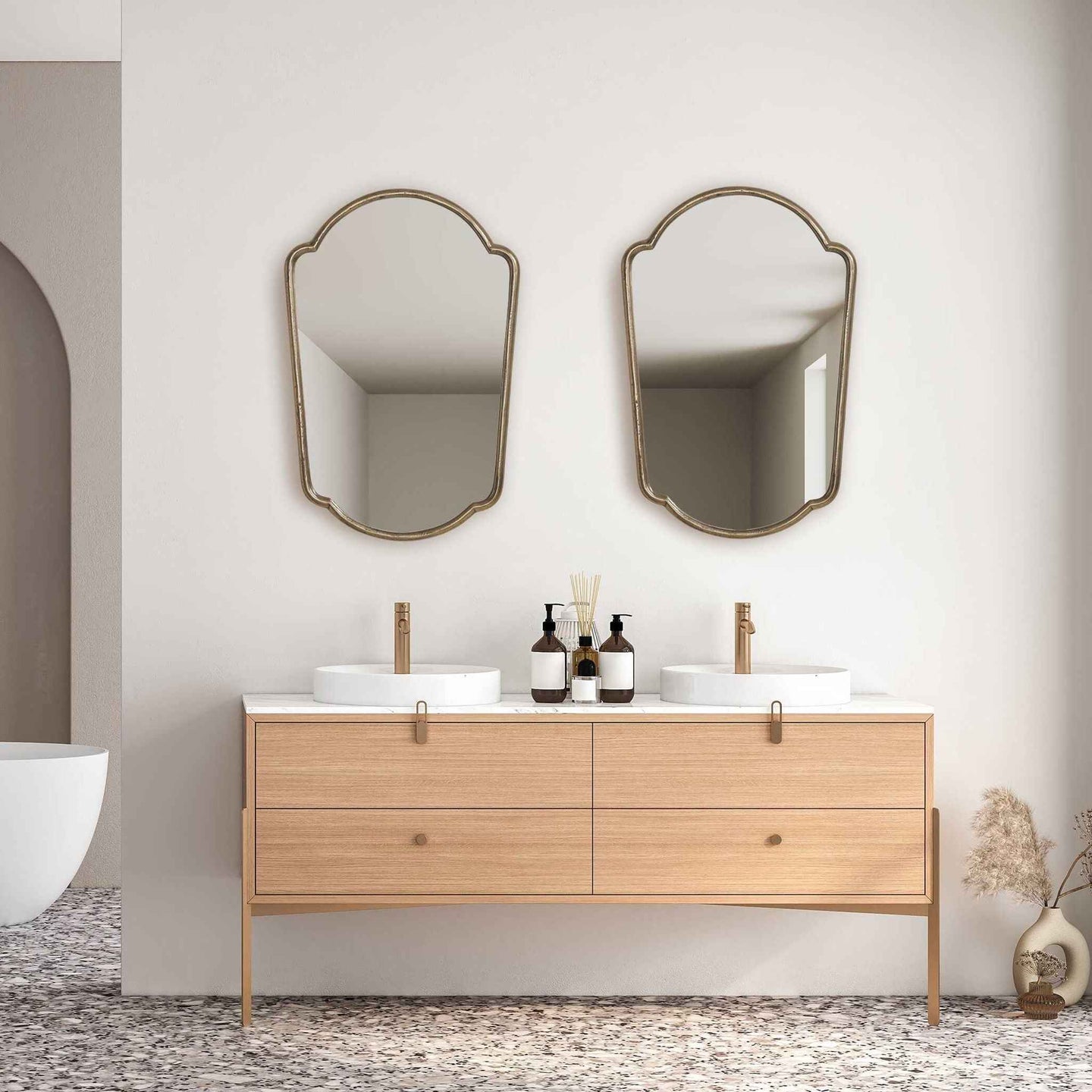 Naomi - Mirror - Antique Brass