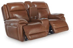 Healy Pier - Power Reclining Loveseat With Console / Adj Headrest - Chocolate