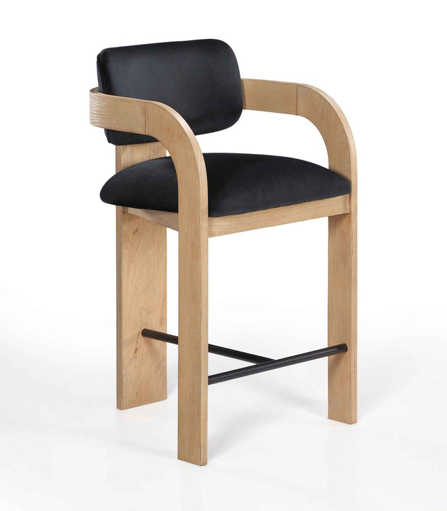 Cedra - Velvet Performance Fabric Upholstered Counter Stool - Natural Frame