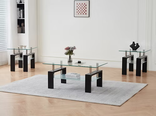 Obsidian Edge Glass Coffee Table Collection