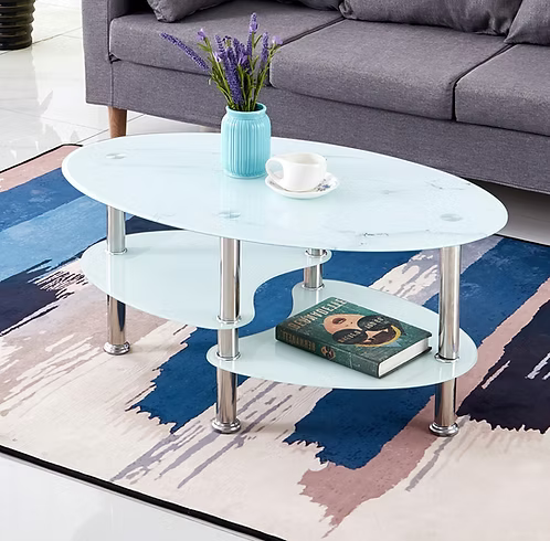 Luna Marble Glass Coffee Table