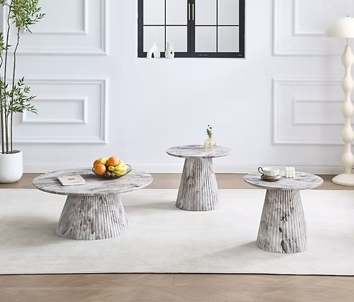 Luxe Grey Marble Round Table Collection