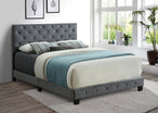 Anya Velvet Bed with Nailhead and Rhinestone Details - Furniture Depot