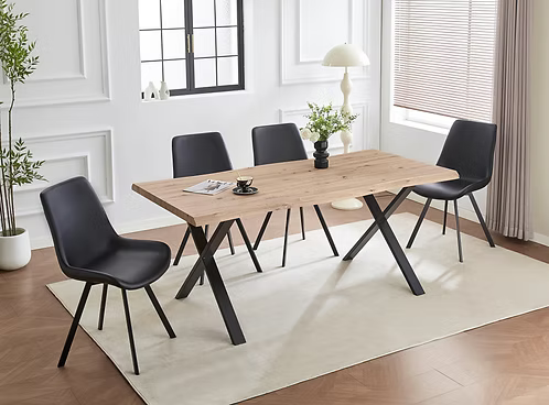 Riviera Live Edge  with PU Chair - 7Pc Dining Collection