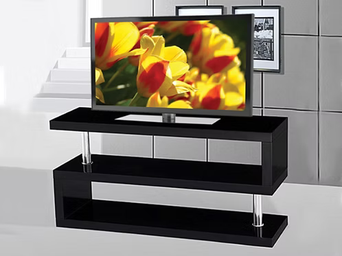 LuxeEdge Gloss Black Chrome TV Stand