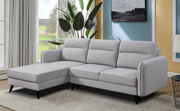 Julie Grey Fabric Sofa Bed Sectional w/ Storage Chaise