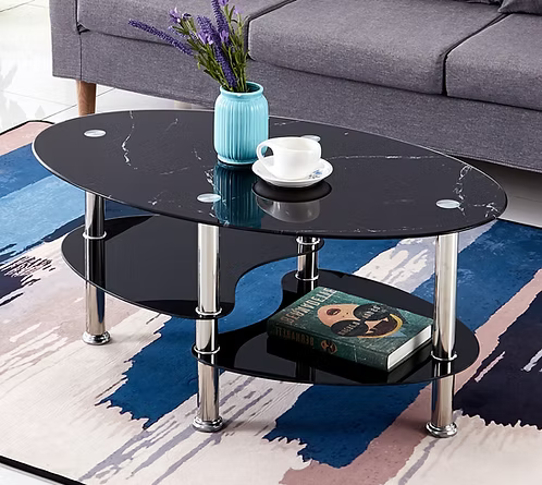Noir Marble Glass Coffee Table