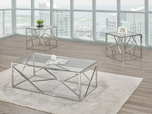 Veyra Chrome Glass Coffee Table Collection