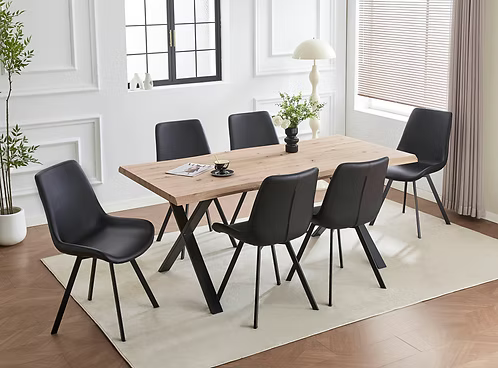 Riviera Live Edge  with PU Chair - 7Pc Dining Collection