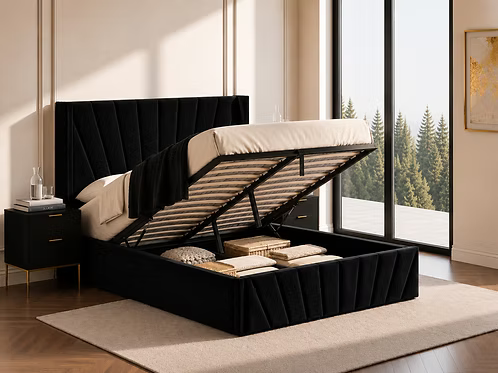 Noir Luxe Storage Bed