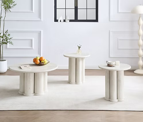 Aurora Travertine Round Table Collection
