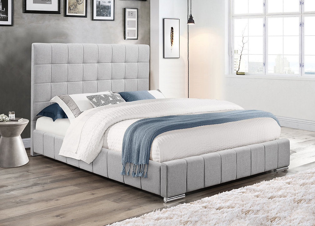Aveline Grey Fabric Bed - Furniture Depot