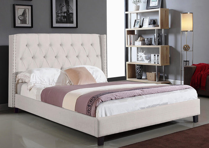 Calyx Platform Bed in Ivory Linen - Furniture Depot