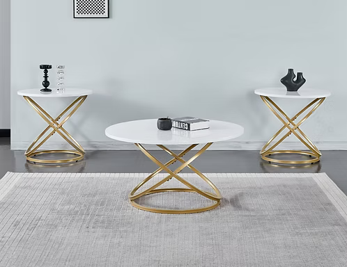 Aurora Luxe White & Gold Coffee Table Collection