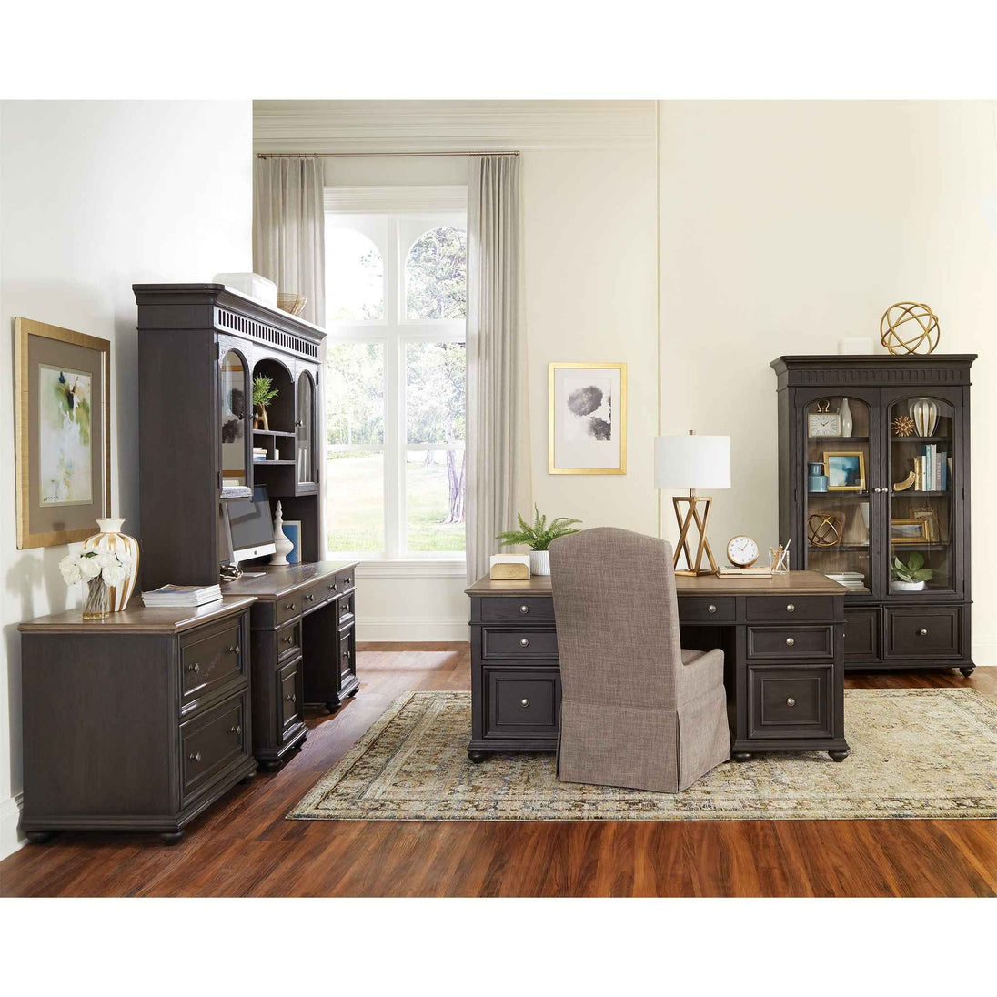 Regency - Credenza Desk - Antique Oak / Matte Black