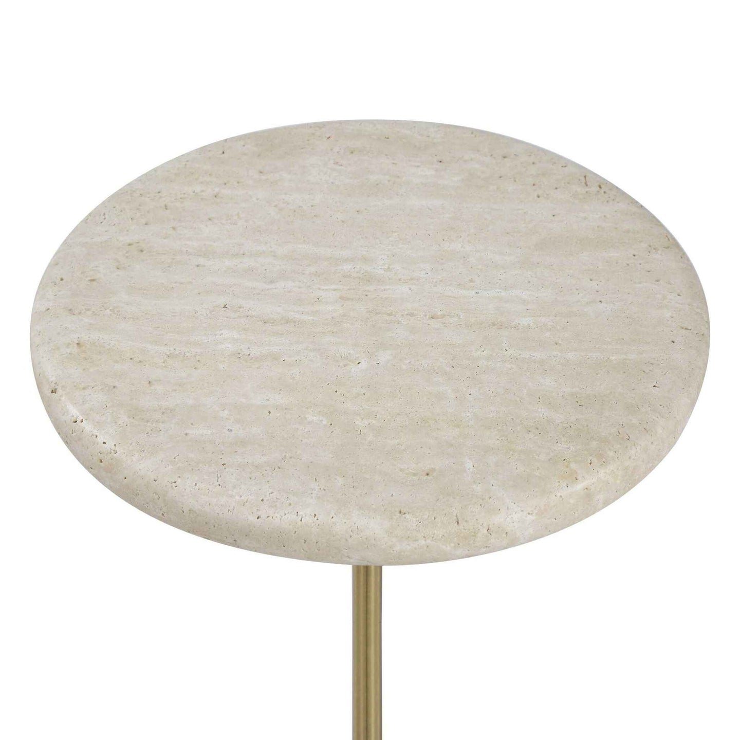 Adames - Travertine Drink Table - Brass / White