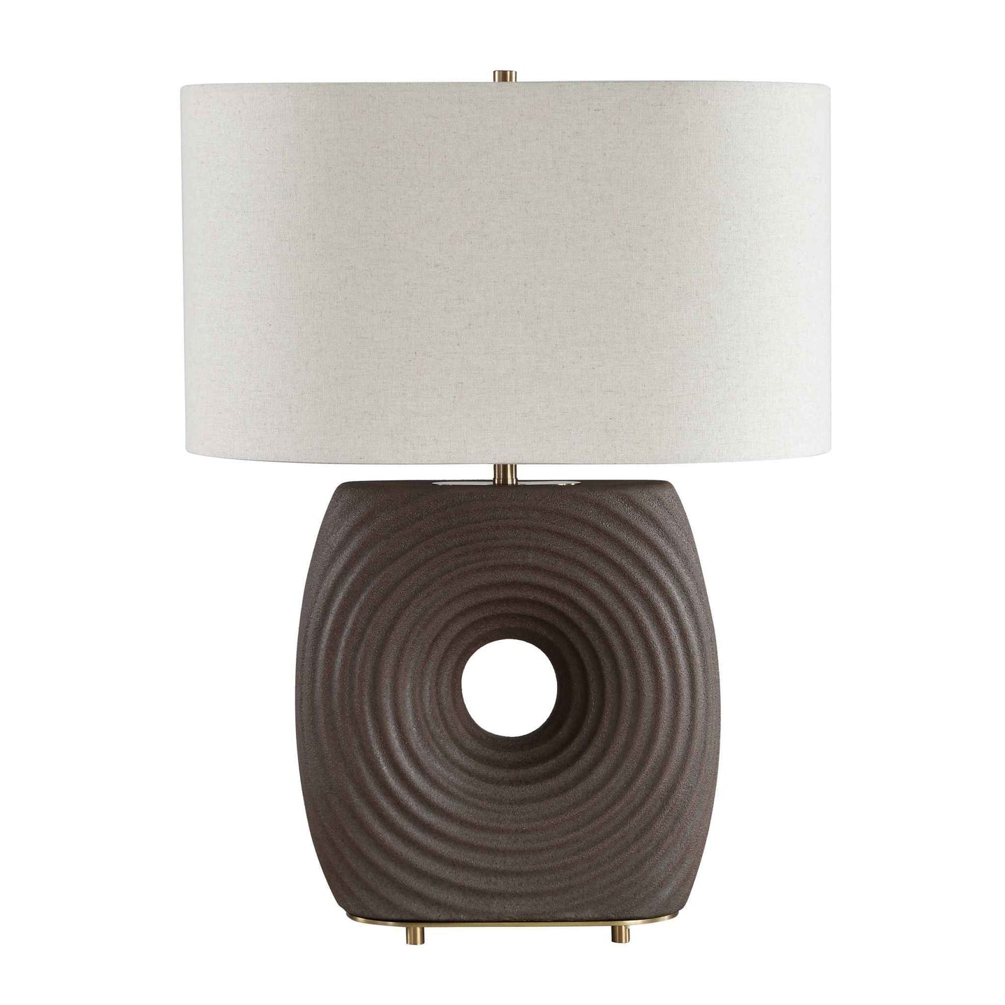 Geno - Concentric Ribbed Table Lamp - Brown