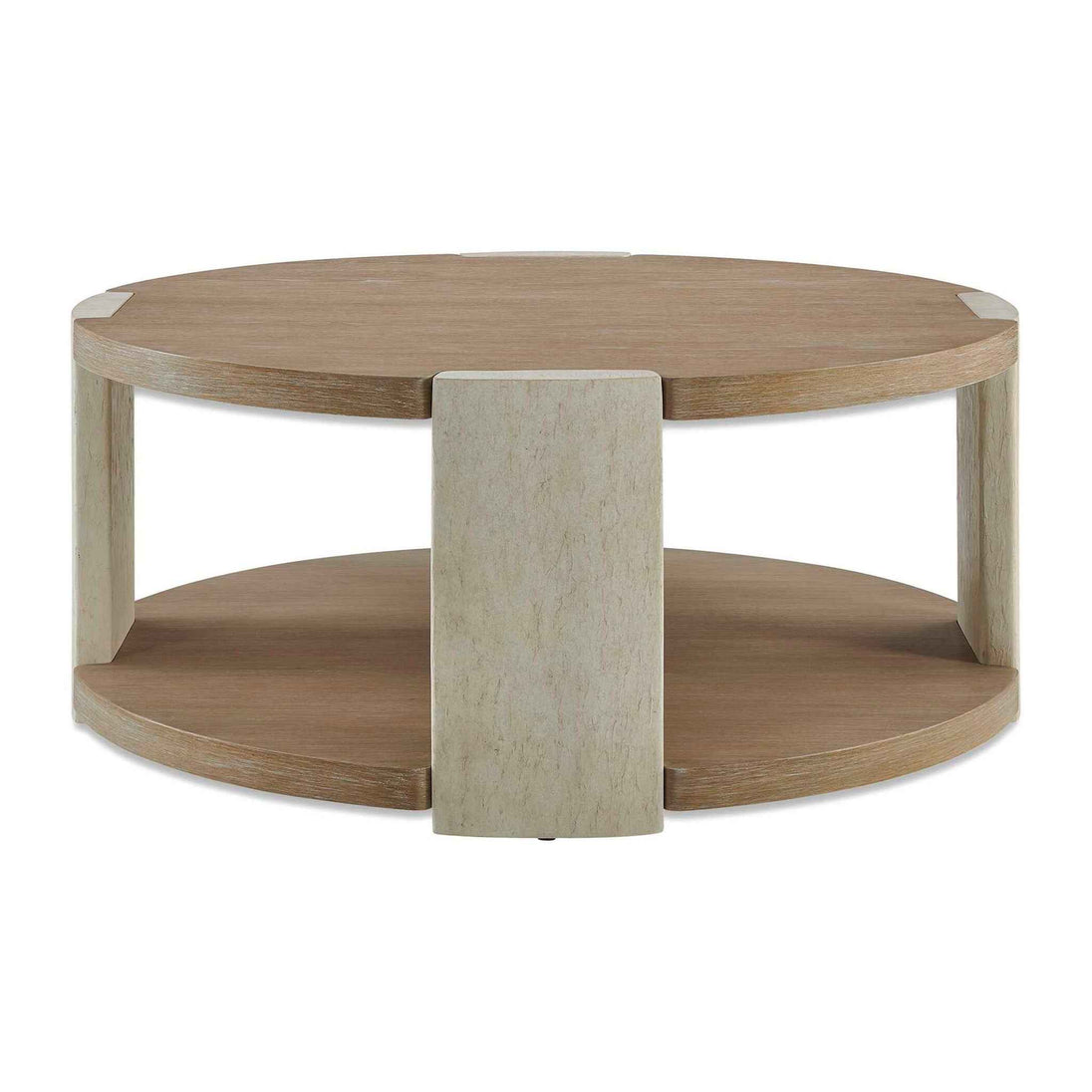 Maulet - Round Coffee Table - Off-White / Oak
