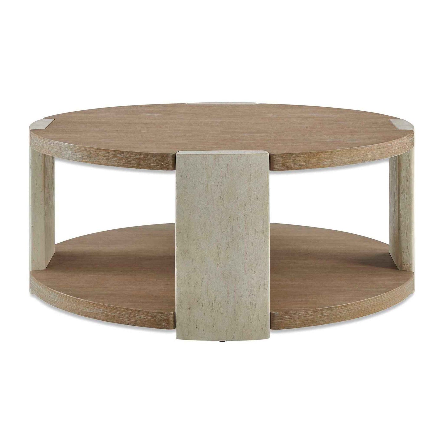 Maulet - Round Coffee Table - Off-White / Oak