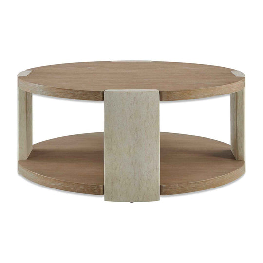 Maulet - Round Coffee Table - Off-White / Oak