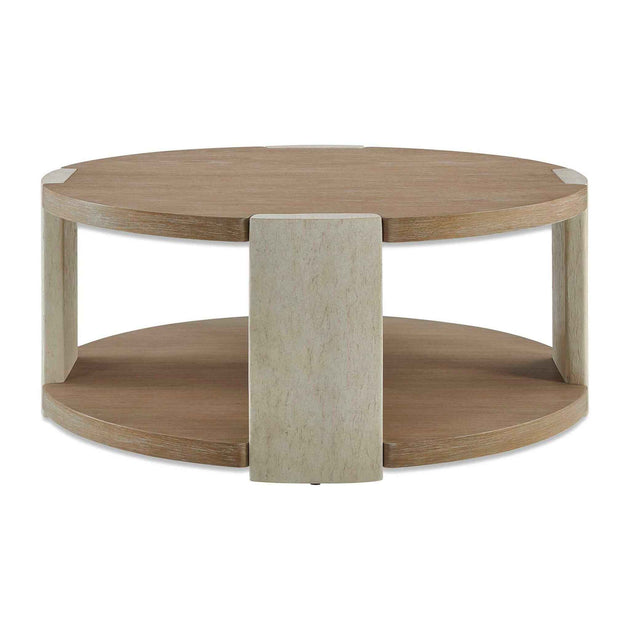 Maulet - Round Coffee Table - Off-White / Oak