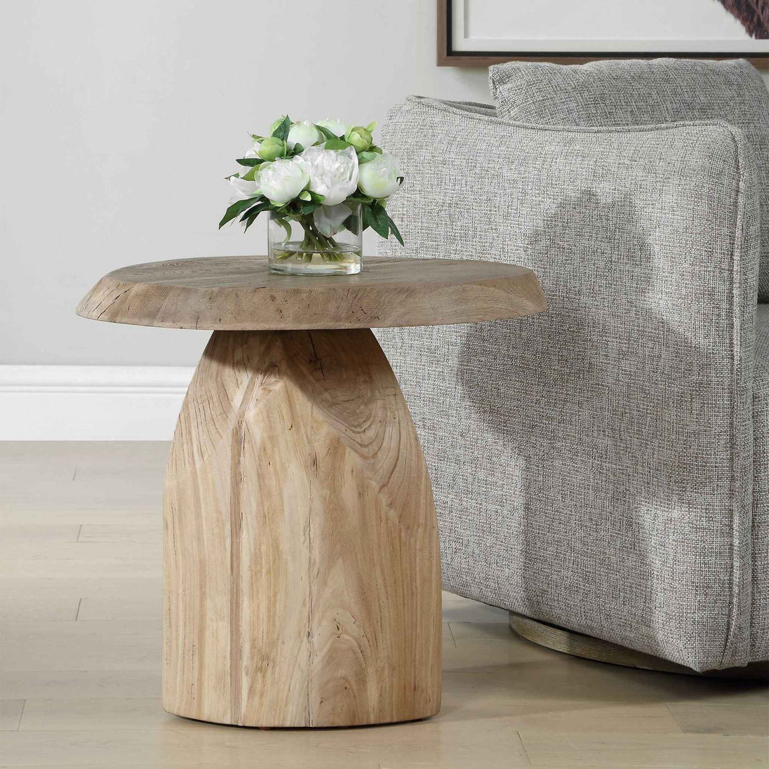 Tiernan - Reclaimed Oak Round Side Table - Woodtone
