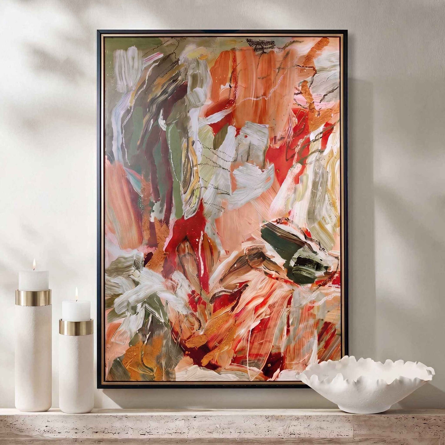 Garden City - Abstract Art - Green / Orange / Pink