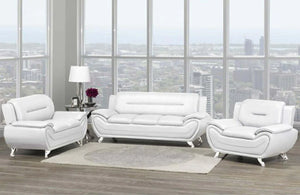 Baltes 3 - Piece Vegan Leather Living Room Set - White