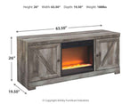 Wynnlow - 63" TV Stand With Glass/Stone Fireplace Insert - Gray