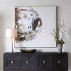 Moon Landing - Hand Painted Abstract Art - Black / Brown / Gold / Gray / White
