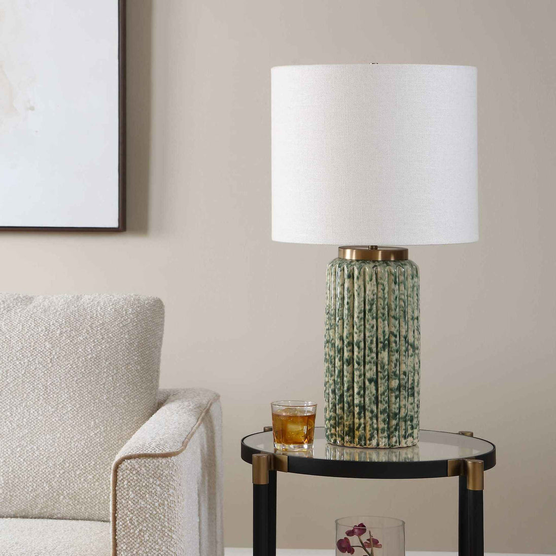 Hensley - Table Lamp - Ivory & Green