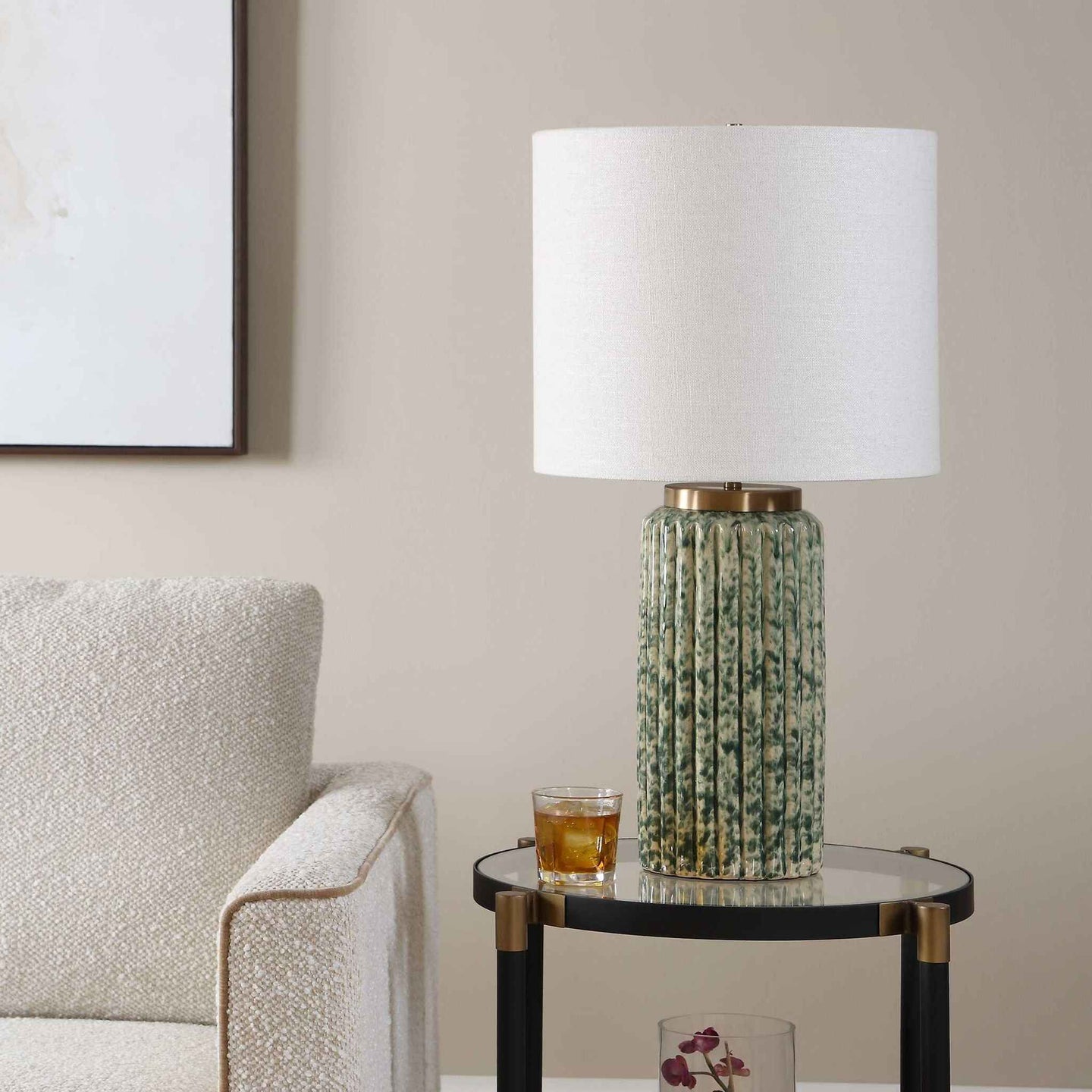 Hensley - Table Lamp - Ivory & Green