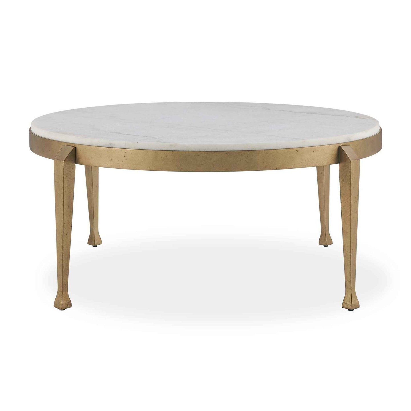 Tylan - Round Marble Coffee Table - Brass / White