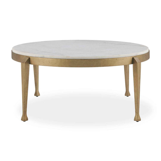 Tylan - Round Marble Coffee Table - Brass / White