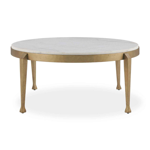 Tylan - Round Marble Coffee Table - Brass / White