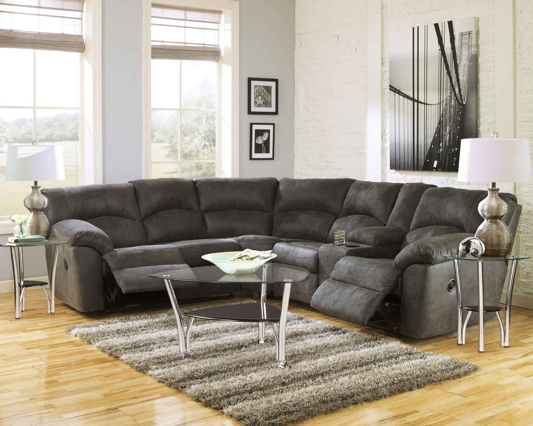Tambo - Right Arm Facing Loveseat With Console 2 Pc Sectional - Pewter