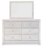 Paxberry - Dresser, Mirror - Medallion Drawer Pulls - Whitewash