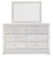 Paxberry - Dresser, Mirror - Medallion Drawer Pulls - Whitewash