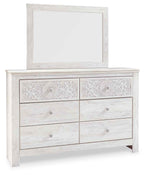 Paxberry - Dresser, Mirror - Medallion Drawer Pulls - Whitewash