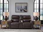 Crossplex - Power Reclining Loveseat / Console / Adjustable Headrest - Smoke