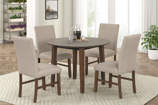 Hargrove - 5 Piece Set (42" Round Counter Table & 4 Chairs) - Brown / Beige