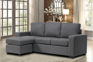 Trudy L Shape Grey Fabric Sectional Sofa Reversible
